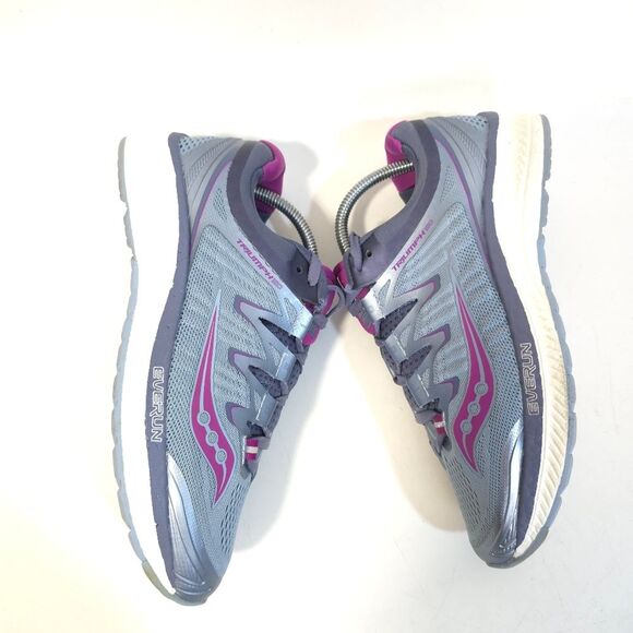 Saucony Triumph Iso Women Saucony Triumph ISO Women’s Running Shoes Gray Purple Pink Size 8.5W Wide S10414